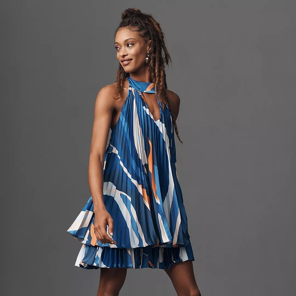 Hutch Blue and Orange Pleated Jumpsuit